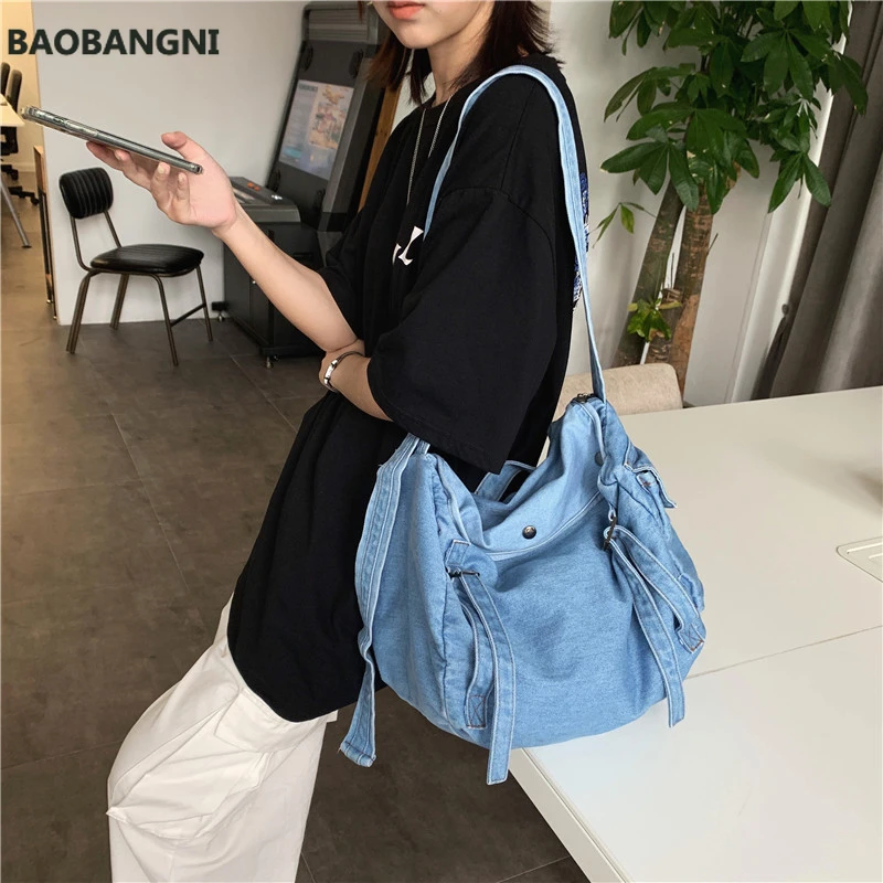 Big Capacity Solid Color Canvas Bag Female Messenger Bag For Women Shoulder Bag  Designer High Quality Crossbody Bag Sac A Main