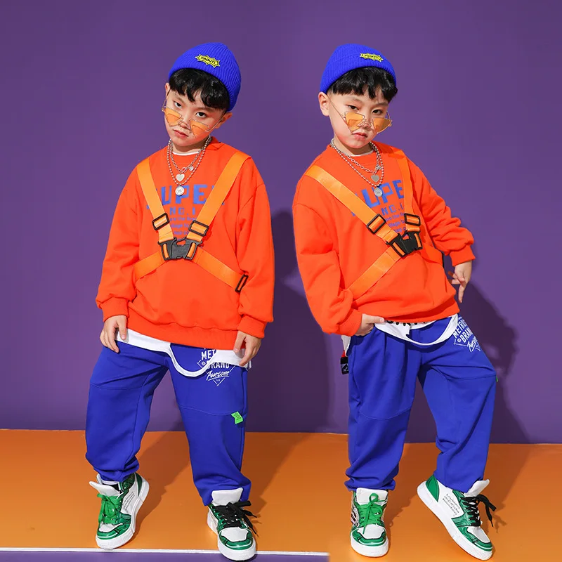 

Boys Hip Hop Joggers Girls Cool Sweatshirt Kids Sport Pants Street Dance Clothes Sets Kids Jazz Outfits Child Costume Streetwear