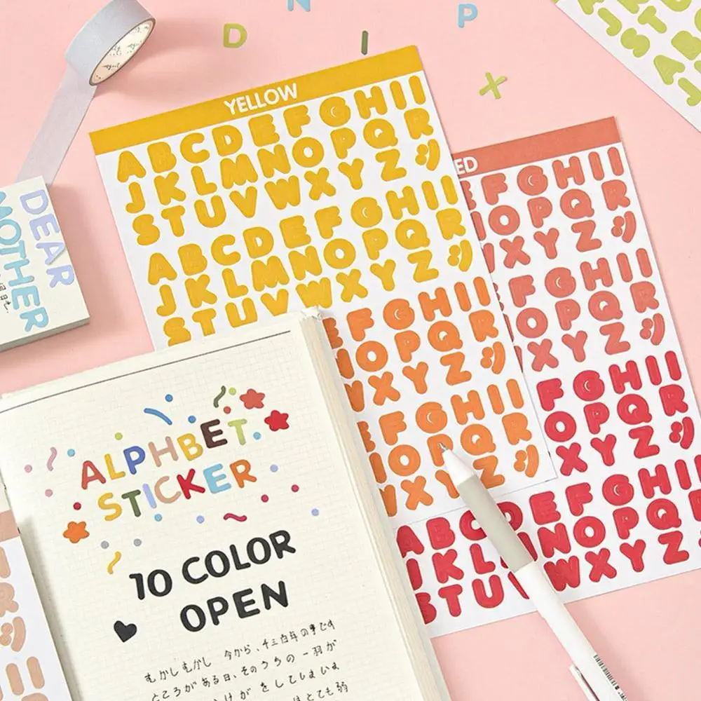 

2 Sheets Candy Color Digital Letter Stickers Alphabet Decor Photo Album Scrapbooking Decals Planner Stationary Decoration S Y3X7