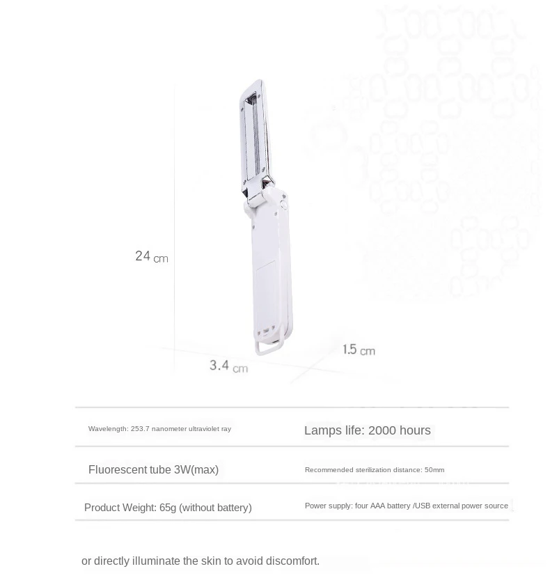 

Portable UV Light Sanitizer Wand Ultraviolet Disinfection Lamp UVC Sterilizer Light For HomeTravel