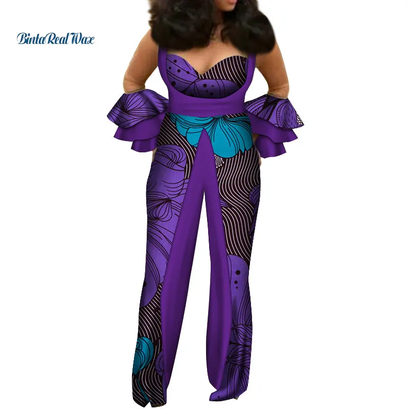 Африканский женский комбинезон богатый лоскутный с принтом оборками на рукавах