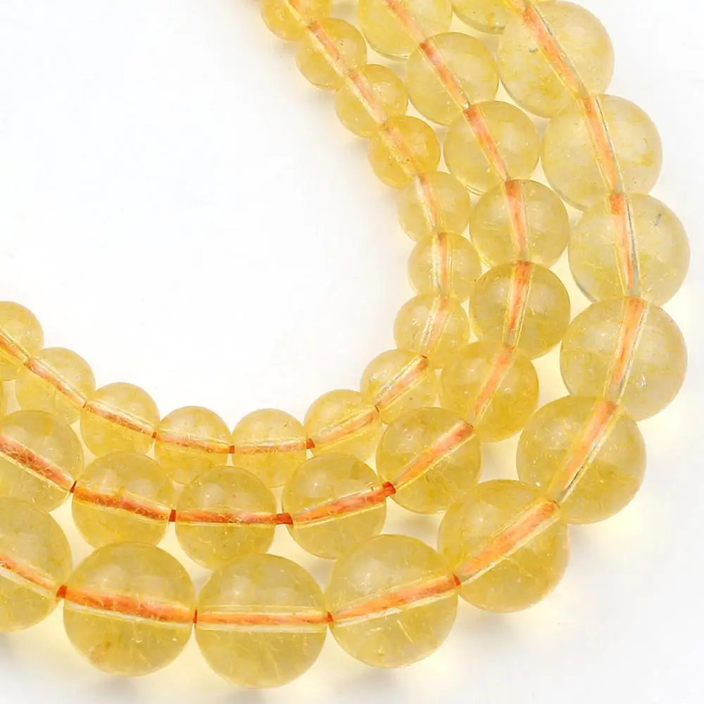 6/8/10mm Citrines Glass Stone Beads Round Loose Diy Bracelet Fashion Accessories Jewellery Making 15'' | Украшения и