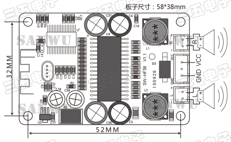

Bluetooth Audio Digital Power Amplifier Board High Cost Bluetooth Speaker Amplifier Board 2X15W Stereo Amplifier