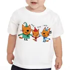 Футболка для девочек Mihao, летняя футболка с изображением трех котят, забавная простая уличная одежда унисекс с коротким рукавом