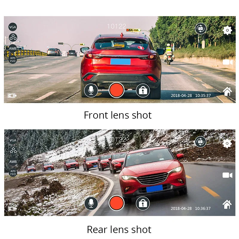 Автомобильный видеорегистратор 10in 1080P с двойным объективом Потоковое