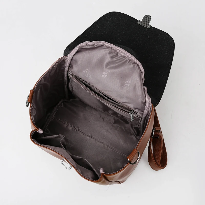 

Luxury Backpack Women Designer PU Leather Unique Backpack for Ladies Solid Softback Hasp Bag Pack Girls Fashion Backpack