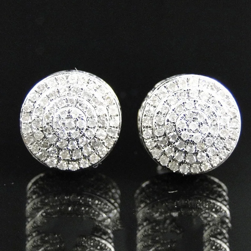 

Trendy Round Earring Shine CZ Stone Inlay Piercing Stud Earrings For Women Wedding Engagement Jewelry Elegant Office Lady Gift