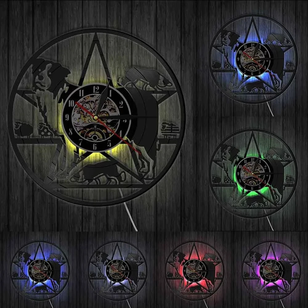 Настенные часы Border Collie Dog с виниловой пластиной тренировочные Club Herding Breed