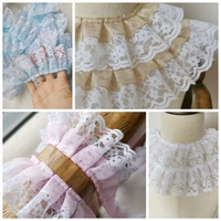 5cm wide luxury embroidery white flower lace fabric trim ribbon diy sewing applique collar ruffle craft wedding guipure decor