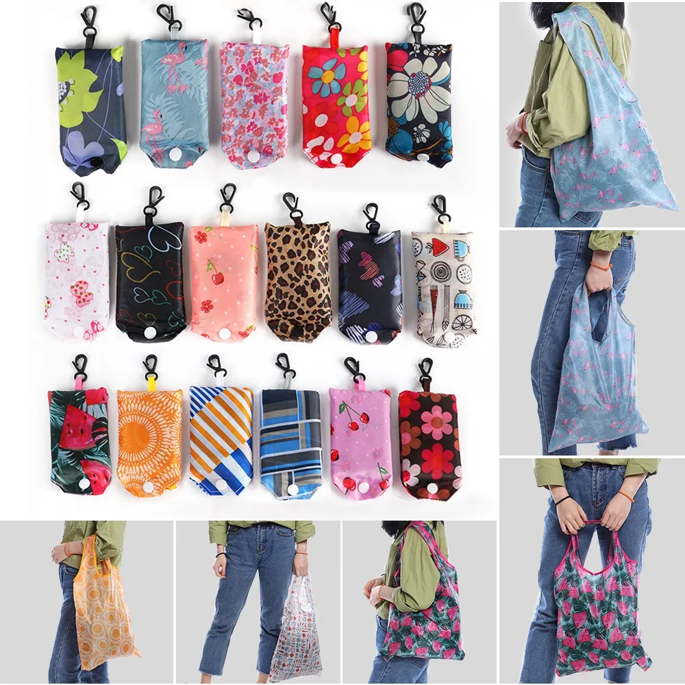 

Foldable Portable Supermarket Shopping Bag for Groceries Recyclable Tote Pouch Heavy Eco-Friendly Washable Gift Bags Women