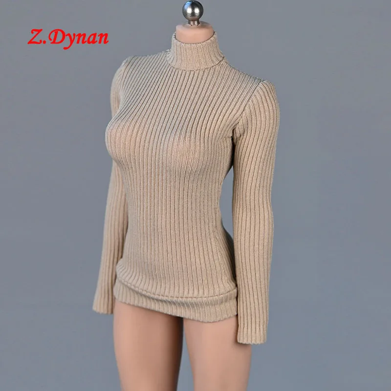 

TBLeague 1/6 black sexy sweater dress women long sleeve tight High collar sweater for 12" Female soldier Body Jiaou doll clothes