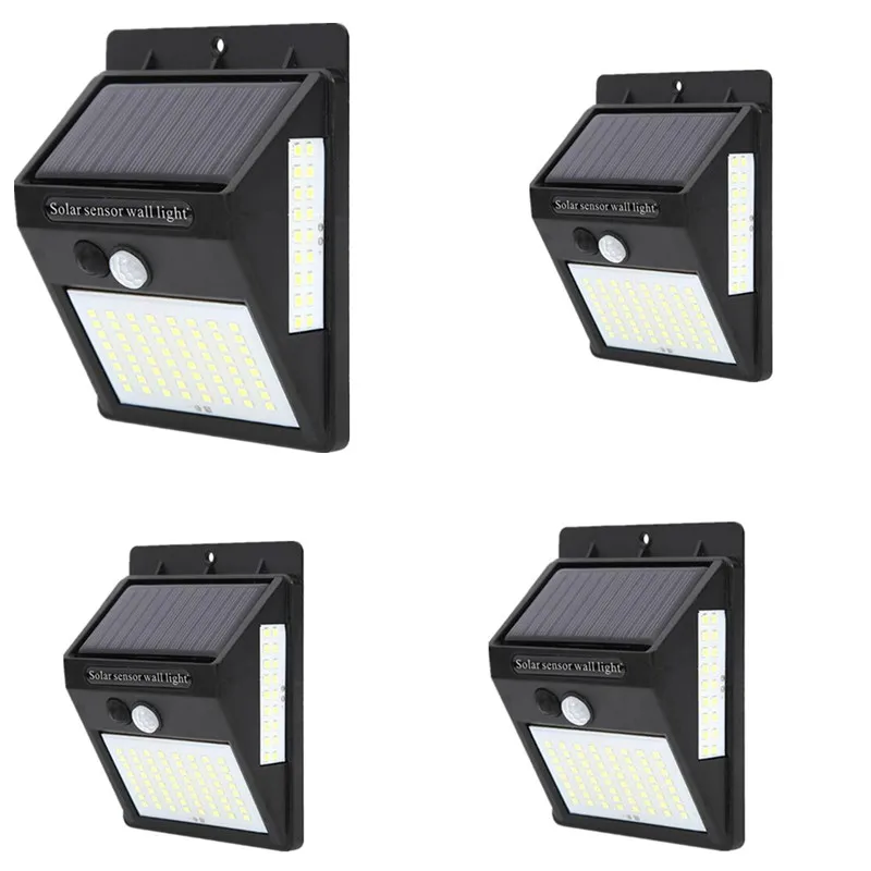 

4pcs 100 LED Solar Lights Outdoor PIR Motion Sensor Light Solar Powered Lamps Garden Decoration Waterproof Path Solar Wall Light