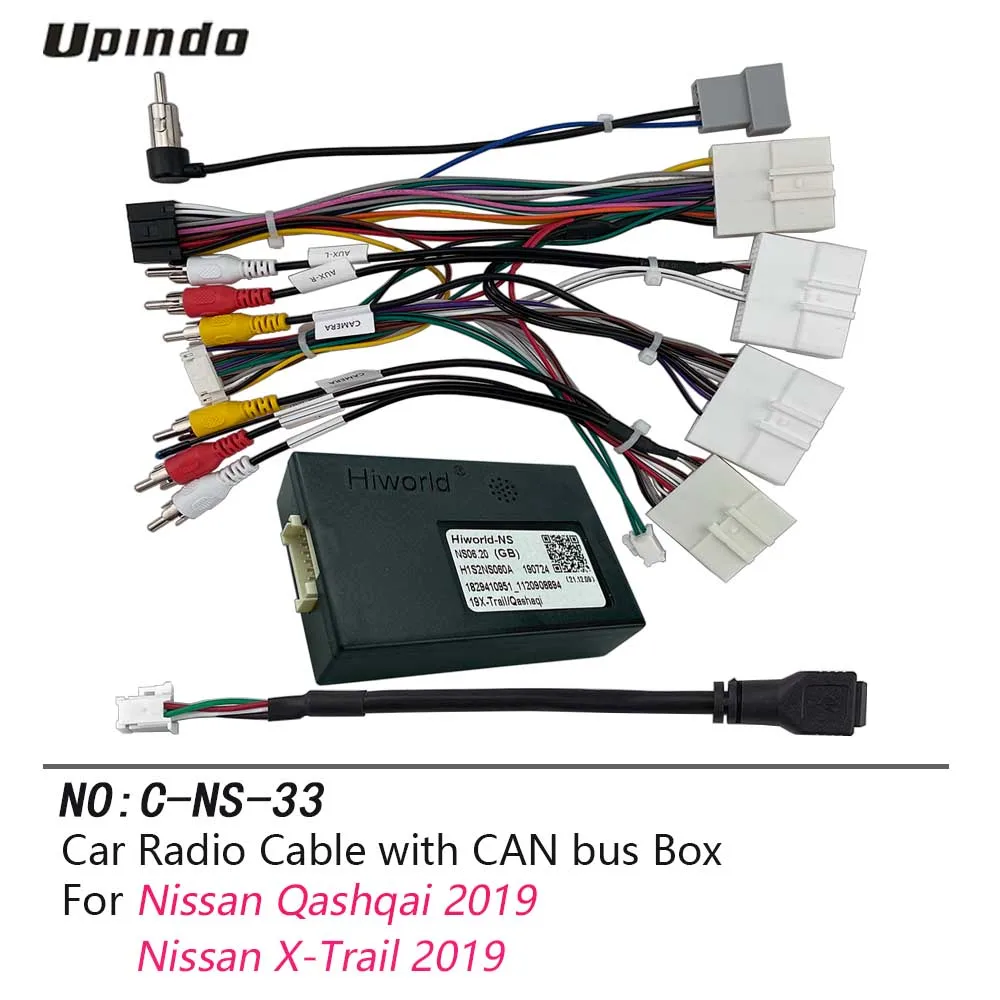 Car Radio Cable CAN-Bus Box Adapter for Nissan X-Trail Qashqai 2019+ Wiring Harness Media Player Power Connector Socket