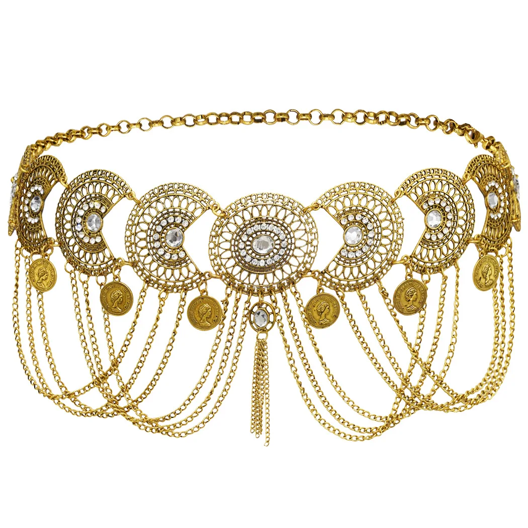 

New Hot Selling Vintage Hollow Alloy Waist Chain Women's Coin Statement Belly Chain Hot Dance Will Sexy Women's Body Jewelry