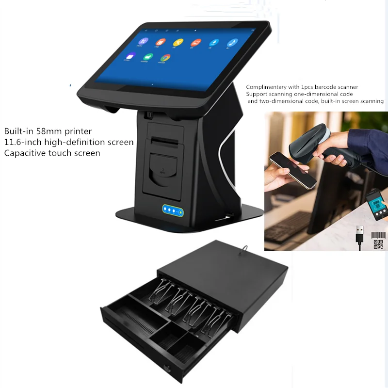 1 5-дюймовый сенсорный кассовый аппарат Все в одном с печатью терминал POS для