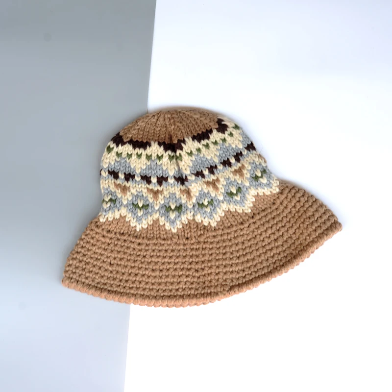 H3581 Winter Bucket Hat Female Korean Knitted Fisherman Cap Fall Warm Shopping Outdoor Casual Japanese Simple Fashion Girl Hats