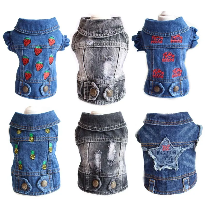 Весенне летняя крутая джинсовая куртка для домашних питомцев модная