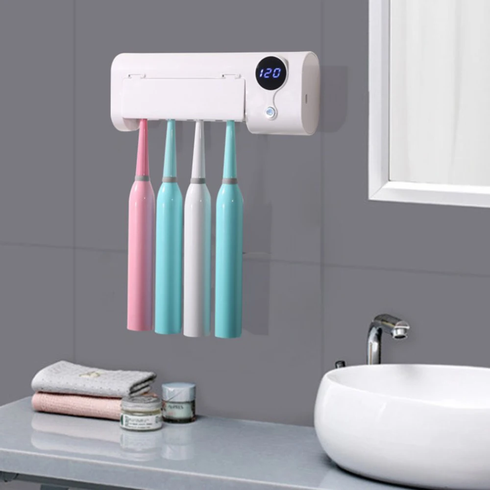 

4 In 1 UV Usb Rechargeable Toothbrush Sanitizer Holder Timing Sterilizer Household For Toilet Bathroom Accessories Sets