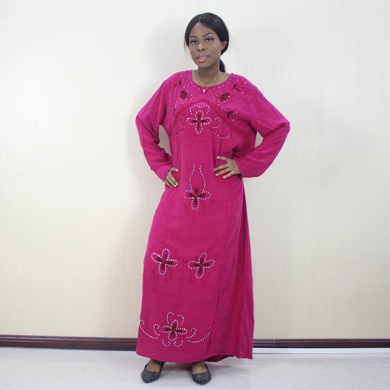 Африканские платья для женщин Дашики с круглым вырезом и длинным рукавом