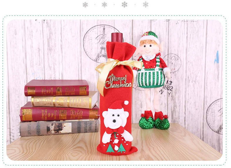Горячая крышка для бутылки с красным вином украшения дома вечерние Санта Клаус
