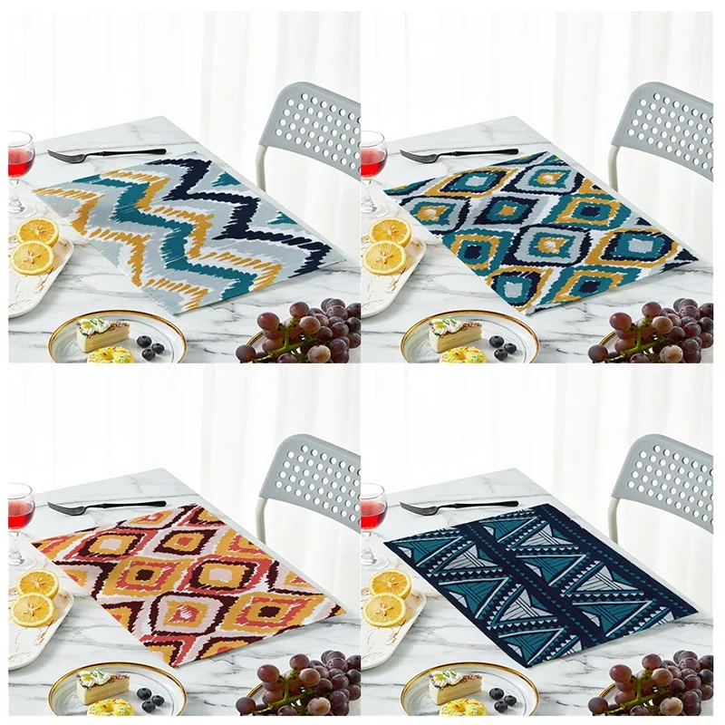 

Bohemian Abstract Geometric Pattern Placemats Decorative Fabric Placemat Drink Coasters 42*32cm Kitchen Accessories