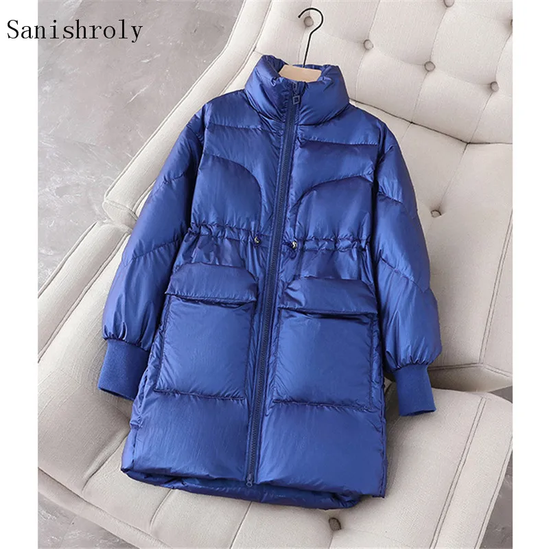 

Женский длинный пуховик Sanishroly, куртка на белом утином пуху, теплая утепленная парка, верхняя одежда, осень-зима 2022