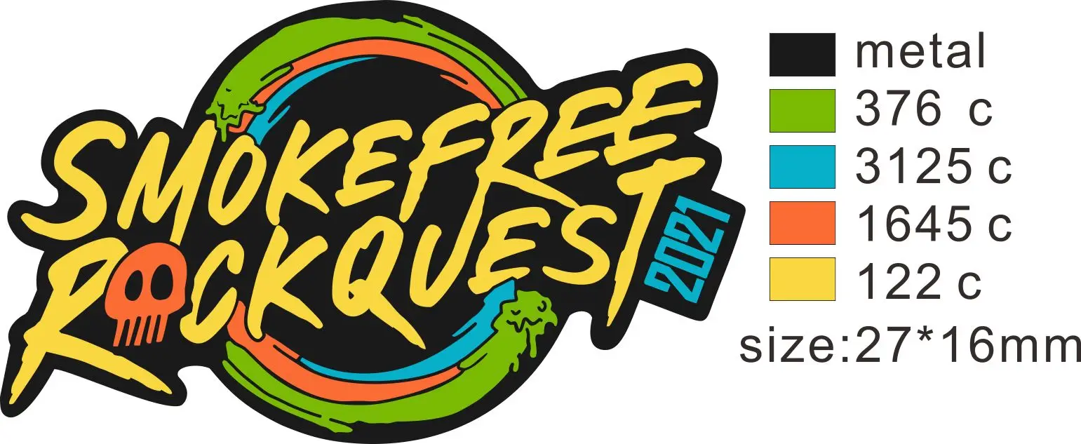 Smokefree Rockquest 2021 бейдж с покрытием из черного никеля + эпоксидной смолы Кнопка