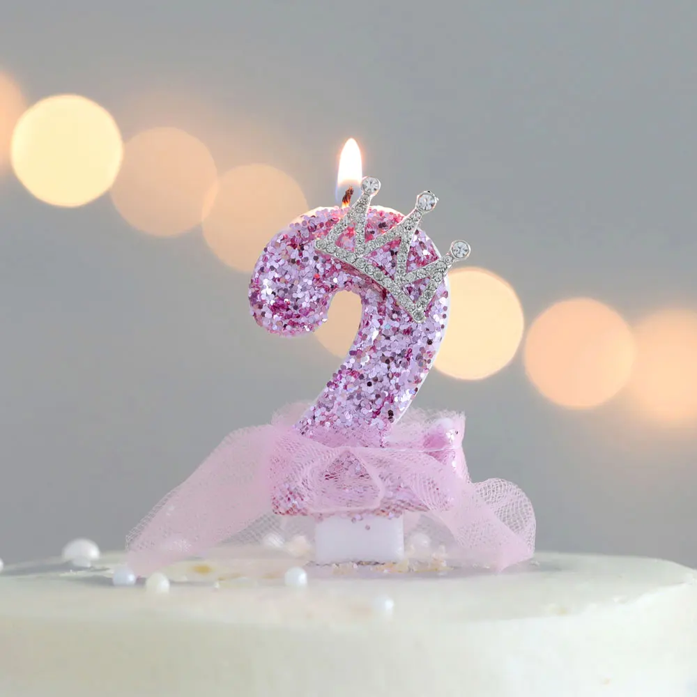 

Sweet18 Pink Cake Candle Decorations Gender Reveal Party Princess Crown Rhinestone Shiny Wedding Dessert Candles Cupcake Topper