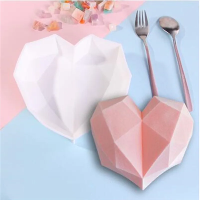 

8-Cavity 3D Big Diamond Love Shape Cake Mold Silicone Chocolate Biscuit Muffin Baking Tool Sponge Mousse Dessert Cake Decoration