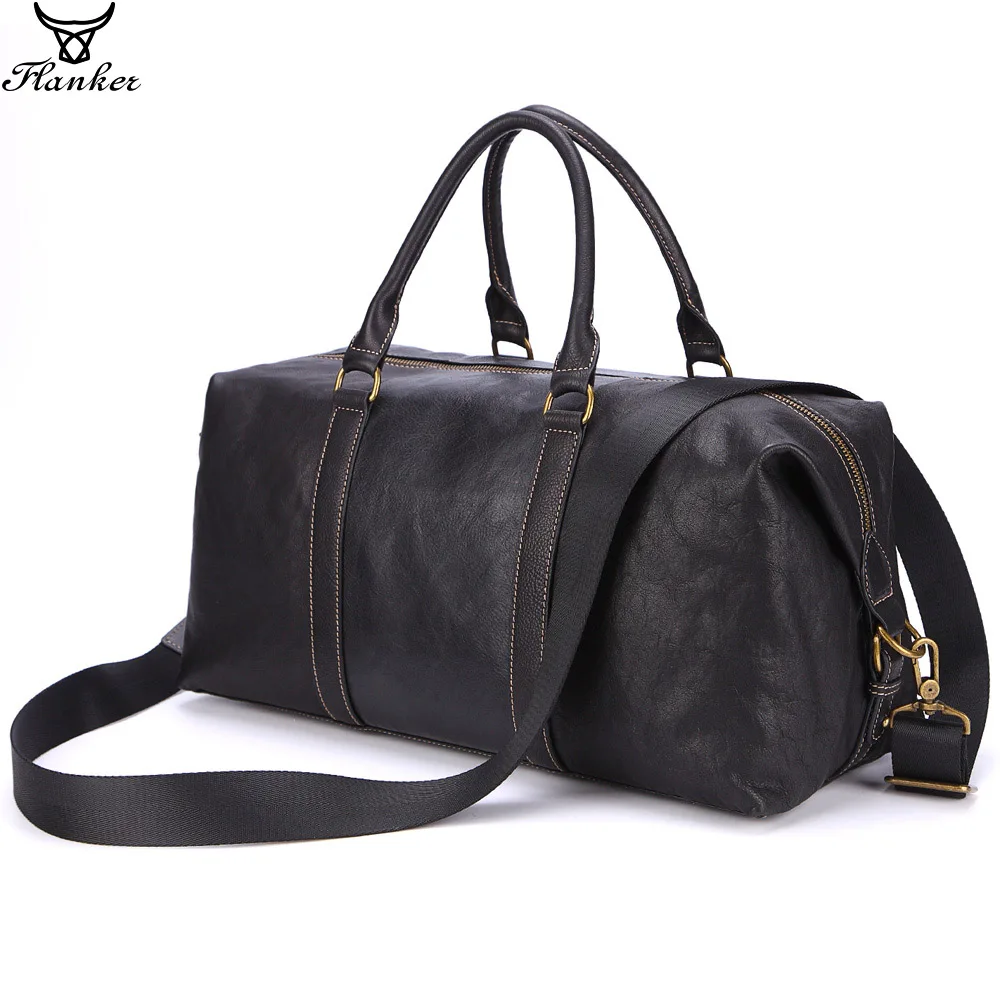 Мужская Дорожная сумка из натуральной кожи с ручками и плечевым ремнём|Дорожные