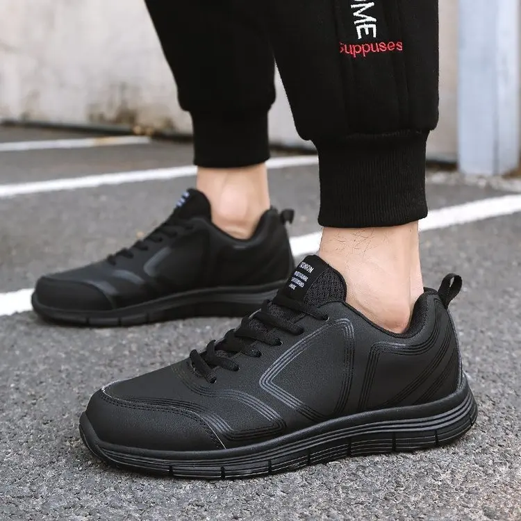 

Men Vulcanize Shoes Breathable Male Lace Up Lightweight Fitness Jogging Footwear Casual Sports Shoes Autumn PU Leather Sneakers