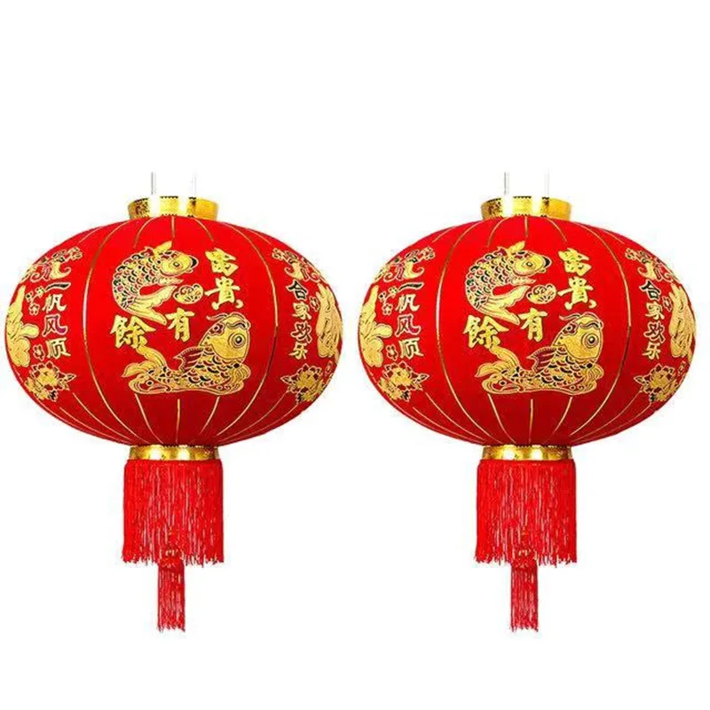 

Room Party Supplies Decor Thick Flocking Cloth Lantern Long Pole Lantern Hand Made Bronzing Event Chinese New Year Decoration