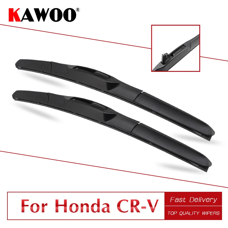 KAWOO-limpiaparabrisas de goma suave para coche, escobillas para Honda CRV CR-V MK1/MK2/MK3/MK4, brazo de gancho en U, de 1995 a 2016