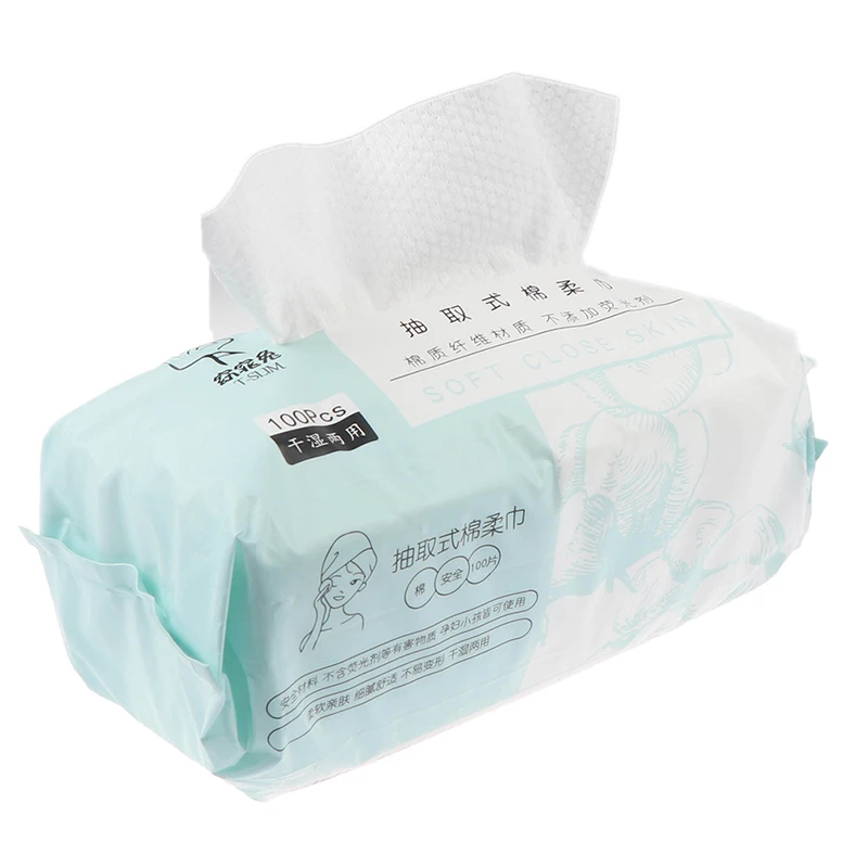 

100pcs/bag Disposable Face Soft Towel Cotton Facial Cleansing Makeup Remover Scouring Pad Cleaning Eco-friendly