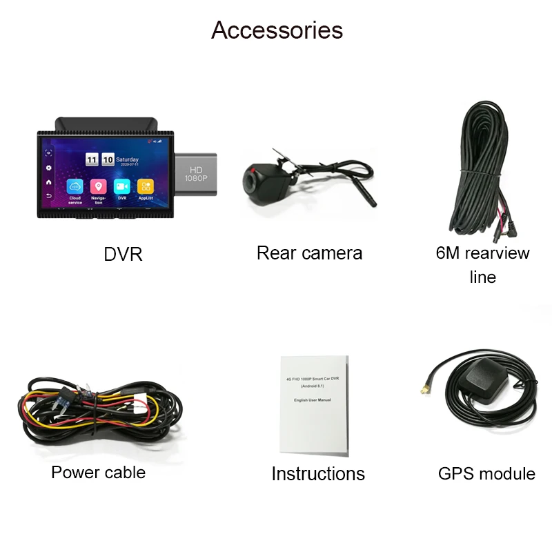 Автомобильный видеорегистратор 4G 3 дюйма GPS-навигация ADAS двойная камера запись