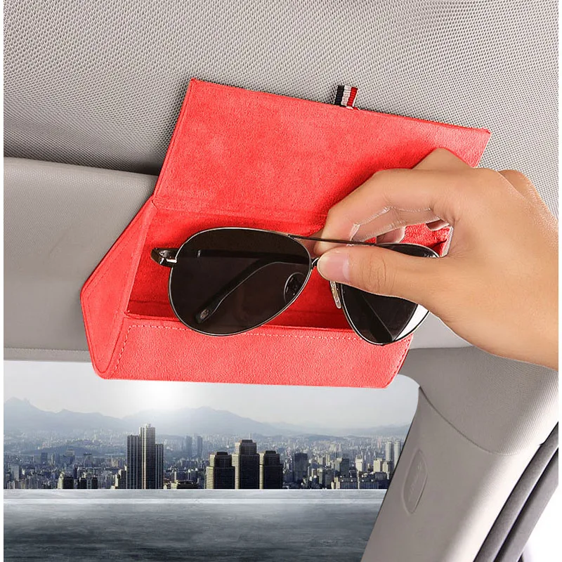 

1pc Flocking Car Glasses Box Storage Holder Magnetic Car Sunglasses Case Holder Organizer Accessories For Mitsubishi Space Star