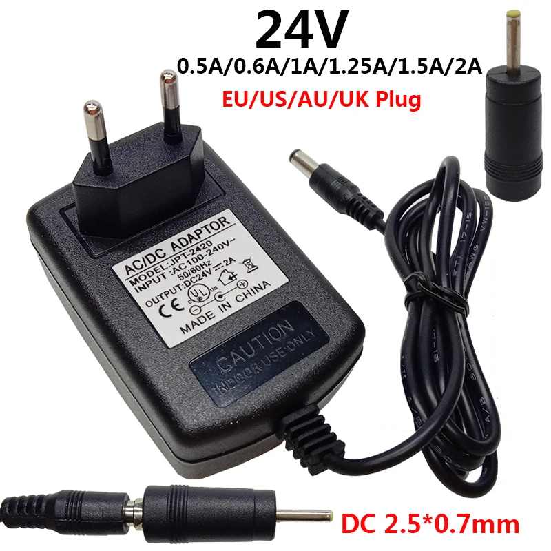 Adaptador Universal de corriente alterna, fuente de alimentación de 24V, 2,5x0,7mm, 0.5A,...