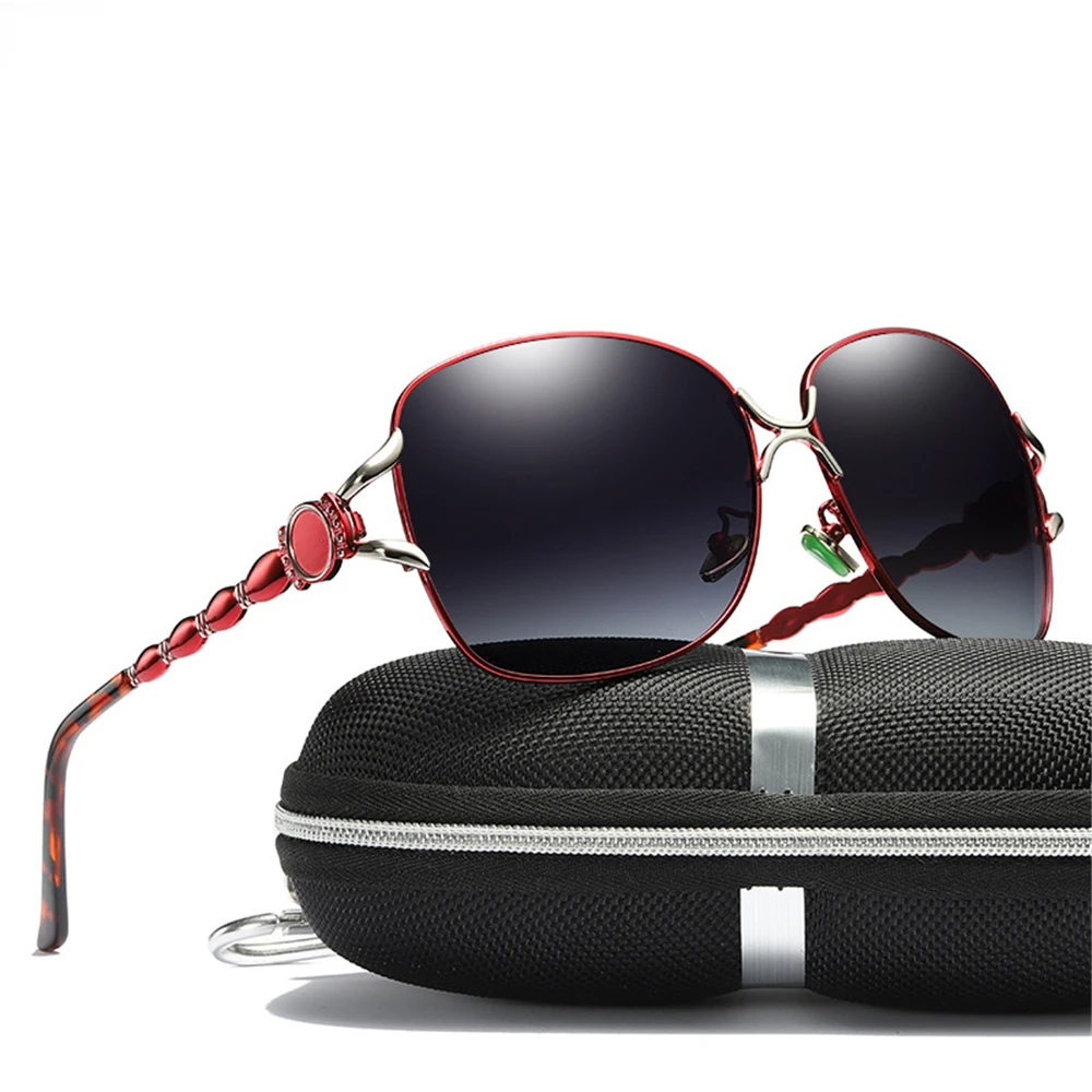 Модные поляризационные солнцезащитные очки с большой оправой женские