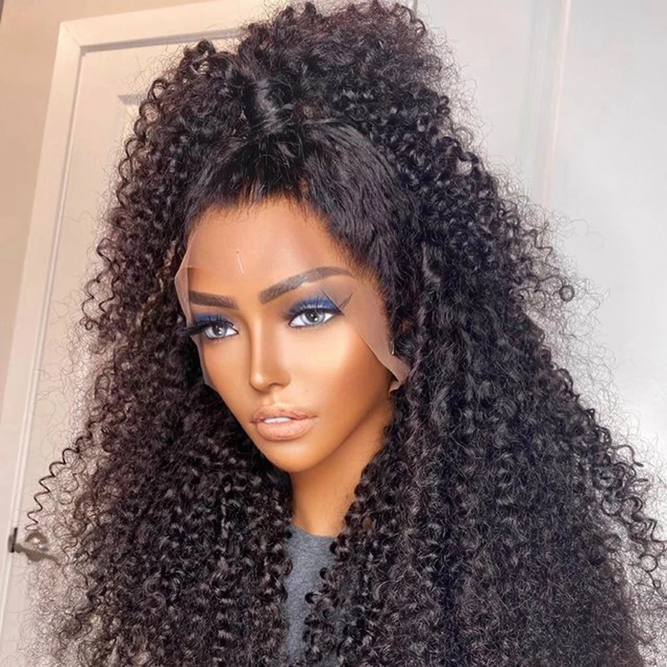 

Gossamelle High Density Kinky Curly Synthetic Hair Lace Front Wig For Black Women Preplucked Fiber Natural Hairline Babyhair