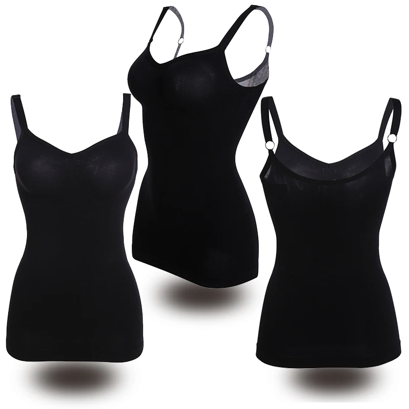 VASLANDA Women Camisoles Tank Tops Tummy Control Body Shaper Strapless Shapewear Sexy V-neck Crop Top Mujer Waist Trimmer Shirt