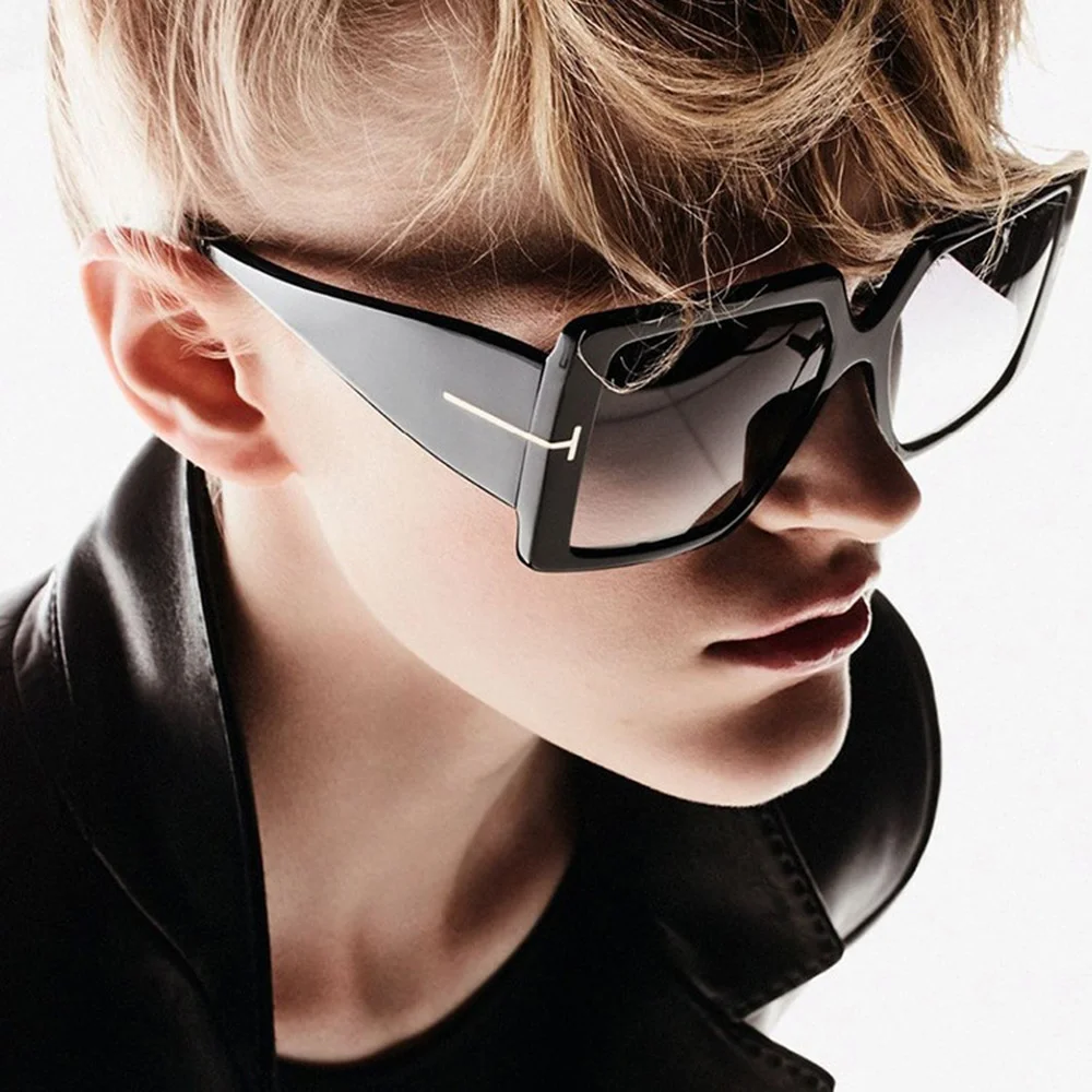 

2022 Retro Sunglasses Women Gradient T Fashion Luxury Brand Designer Female Sunglasses Big Frame UV400 Oversized Shades Oculos