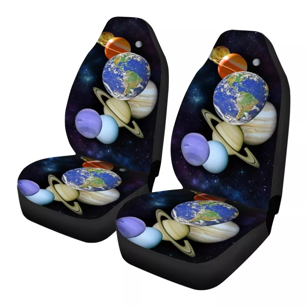 

PinUp Angel Set of 2 Car Seat Covers Colorful Planet Print Automotive Interior Accessories Front Seat Protector Comfortable