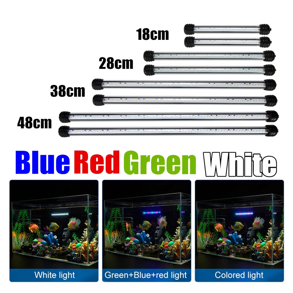 8.5W 56 Leds Aquarium Led Light Fish Tank Lights Lamp Underwater Subnersed Blue Green Red White Colored Timer Dimmer Brightness