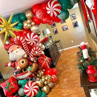 1 set christmas balloons arch kit santa deer christmas red candy gift box foil balloon for christmas decorations party supplies