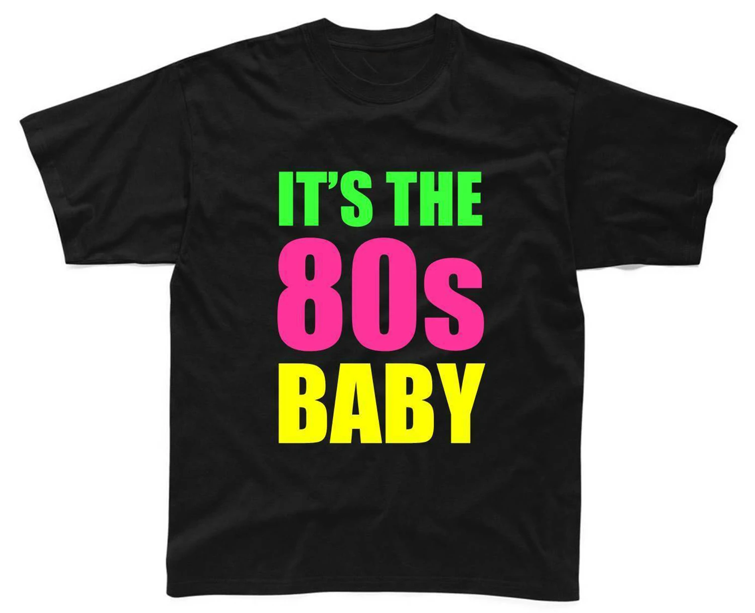 Мужская футболка IT's THE 80 s S 3XL черная одежда нарядное платье костюм неоновые