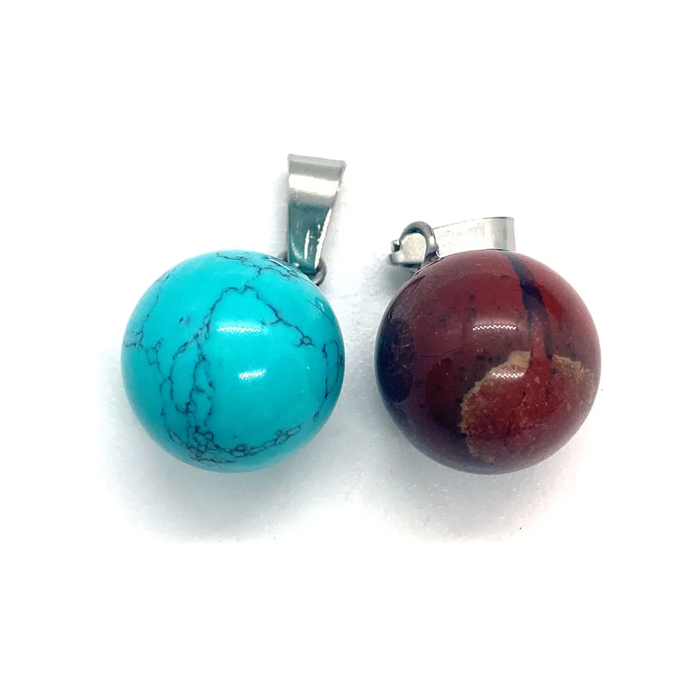 

5pcs Round Bead-shaped Natural Stone Pendant Exquisite Beads for DIY Jewelry Making Necklace and Earring Accessories Size14x18mm