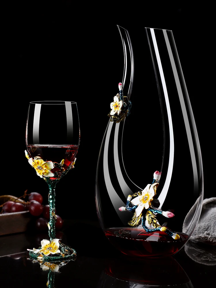 Бессвинцовый хрустальный бокал для красного вина набор графинов эмалевые Ирисы