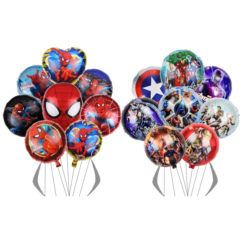 

8Pcs 18inch Hero Helium Foil Balloons Avengers Spiderman Captain Ballon Children Birthday Party Baby Shower Supplies Air Globos