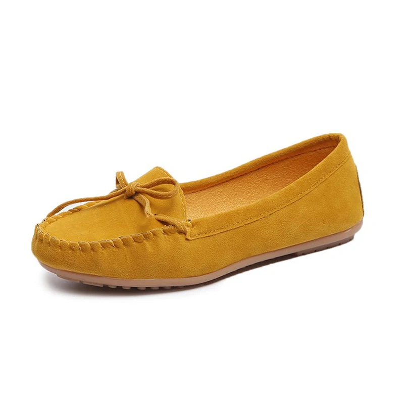 

New Flat Shoes Women Slip on Casual Loafers Female Bowtie Fashion Suede Moccasions Ballet Flats Shallow Ladies Footwear