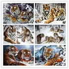 Алмазная живопись, полная выкладка, Круглый Снег, тигр, животные, мульти-комбинация, вышивка ручной работы, украшение для дома, мозаика, творческое искусство